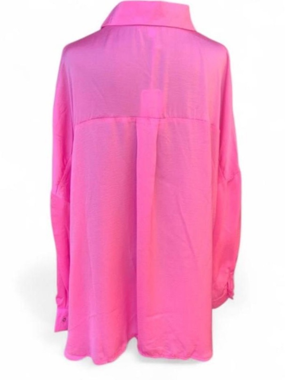 Oversized Corporate Core Drop Shoulder Pink Button Up Long Sleeve Top - Picture 4 of 6